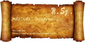 Máté Szofron névjegykártya